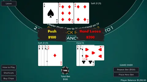 Player vs. Dealer Blackjack screenshot