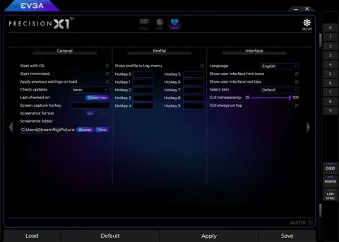 EVGA Precision X1 screenshot