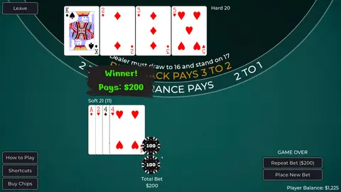Player vs. Dealer Blackjack screenshot